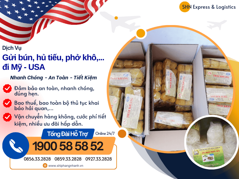 gui bun mi pho hu tieu xa xiu kho di my